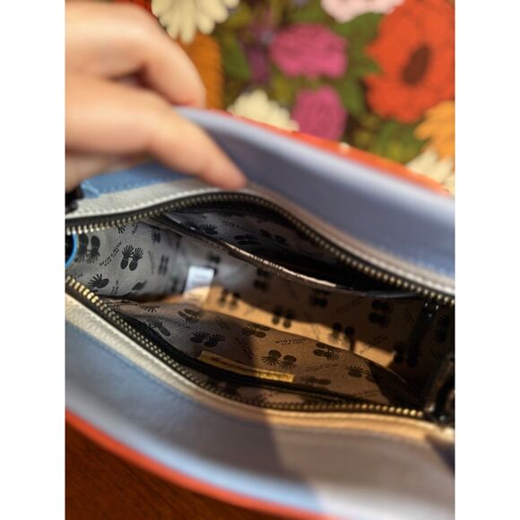 Min & Mon Vali Small Crossbody Handbag All Over Eyes Fur Black / Blue / Orange - Picture 4 of 13